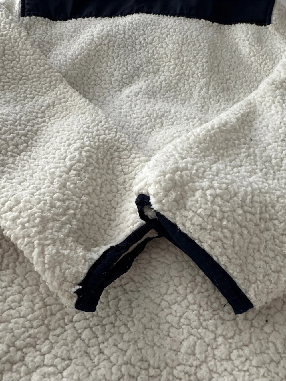 GAP Cream Sherpa Jacket with Navy Chest Pocket